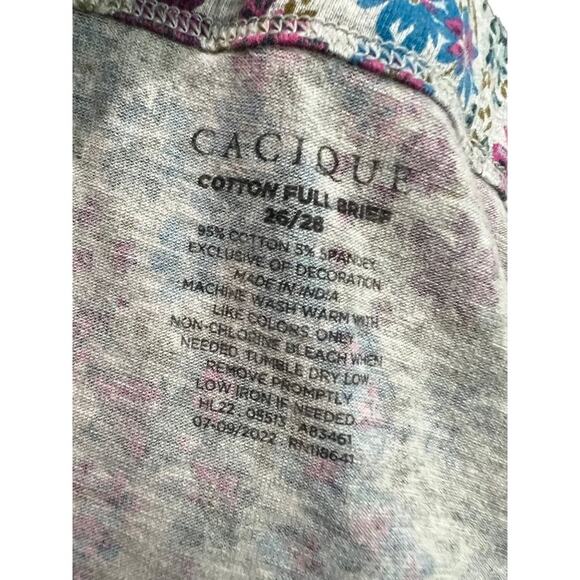 Cacique Extra Soft Full Brief Panty Purple Blue Floral Print Womens 26/28 - Picture 3 of 5